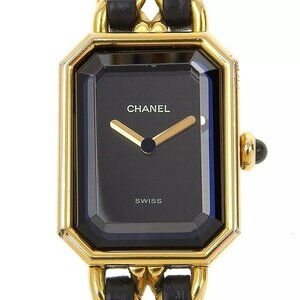 CHANEL Premiere L Watches blackDial Plated Gold/leather Quartz Analog disp...
